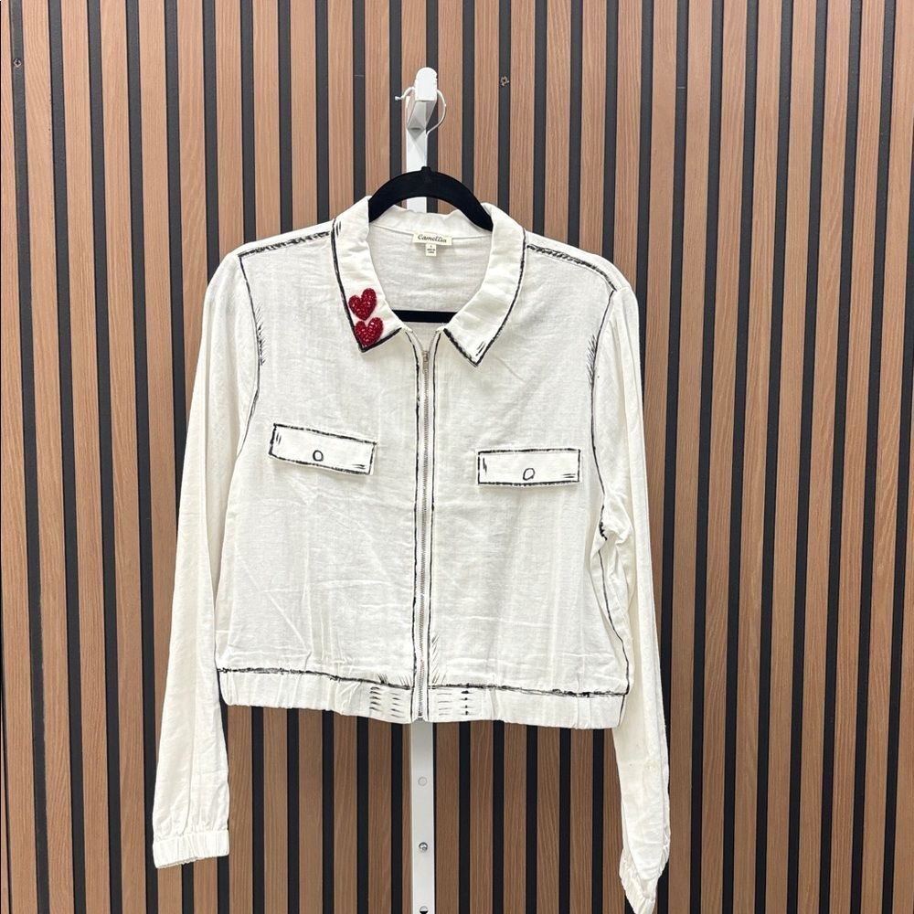 Heart white and black trim Jacket